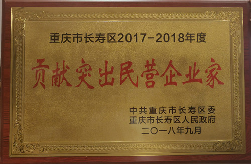 宋遠標董事長榮獲長壽區(qū)“貢獻突出民營企業(yè)家”稱號